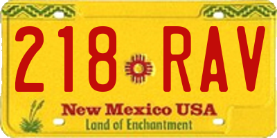 NM license plate 218RAV