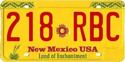 NM license plate 218RBC