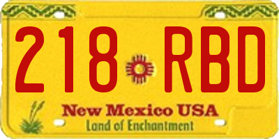 NM license plate 218RBD