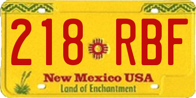 NM license plate 218RBF