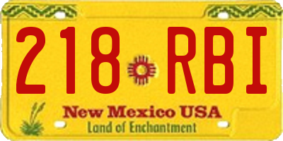 NM license plate 218RBI
