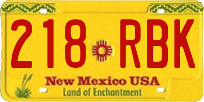 NM license plate 218RBK
