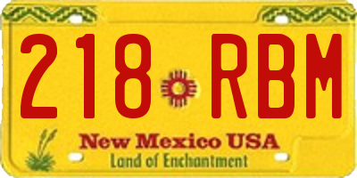 NM license plate 218RBM