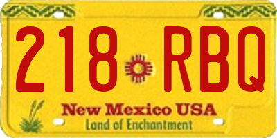 NM license plate 218RBQ