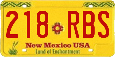 NM license plate 218RBS