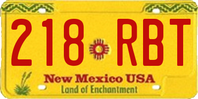 NM license plate 218RBT