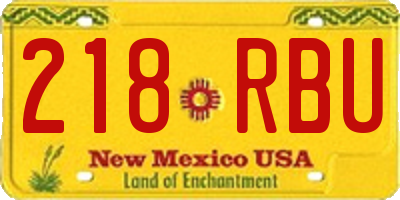 NM license plate 218RBU