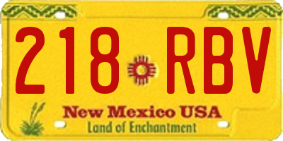 NM license plate 218RBV
