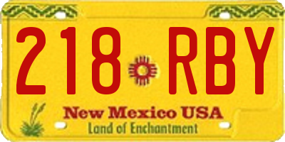 NM license plate 218RBY