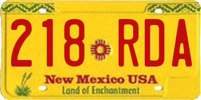 NM license plate 218RDA