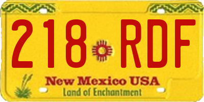 NM license plate 218RDF