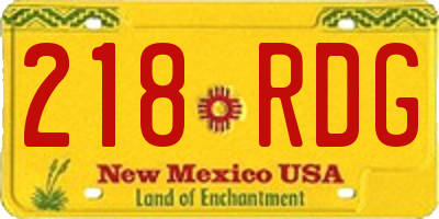 NM license plate 218RDG
