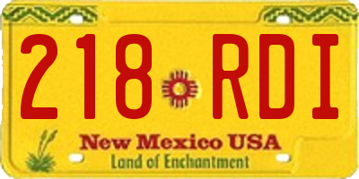 NM license plate 218RDI