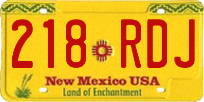 NM license plate 218RDJ