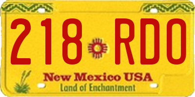 NM license plate 218RDO
