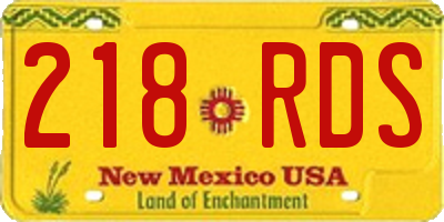 NM license plate 218RDS