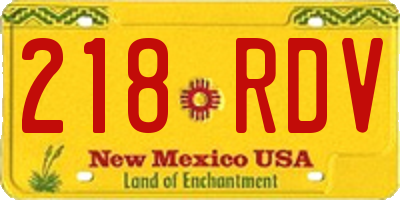 NM license plate 218RDV