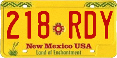 NM license plate 218RDY