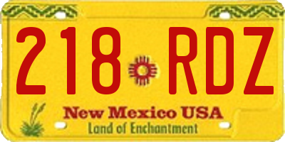 NM license plate 218RDZ