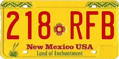 NM license plate 218RFB