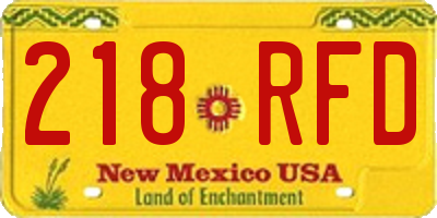 NM license plate 218RFD