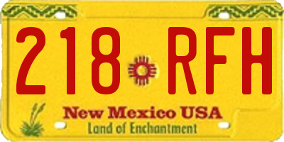 NM license plate 218RFH