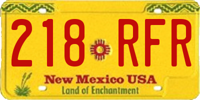 NM license plate 218RFR