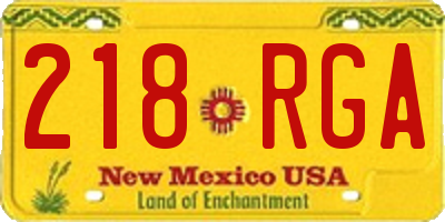 NM license plate 218RGA