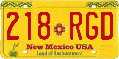 NM license plate 218RGD