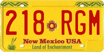 NM license plate 218RGM