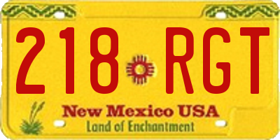NM license plate 218RGT