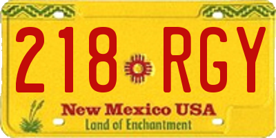 NM license plate 218RGY