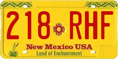 NM license plate 218RHF