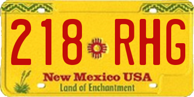 NM license plate 218RHG