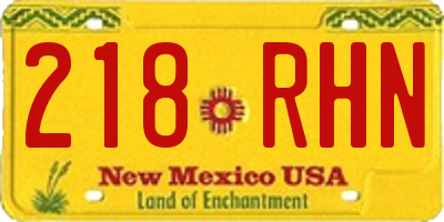 NM license plate 218RHN