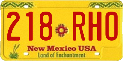 NM license plate 218RHO