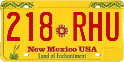 NM license plate 218RHU
