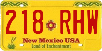 NM license plate 218RHW