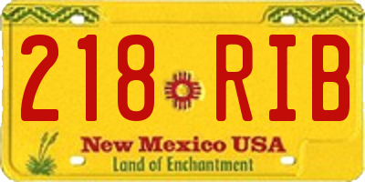 NM license plate 218RIB