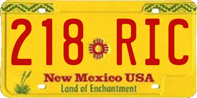 NM license plate 218RIC