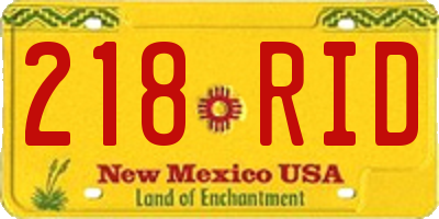 NM license plate 218RID