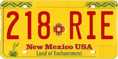 NM license plate 218RIE