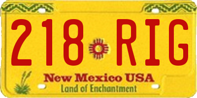 NM license plate 218RIG