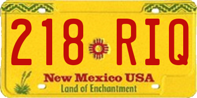 NM license plate 218RIQ