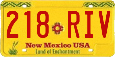 NM license plate 218RIV