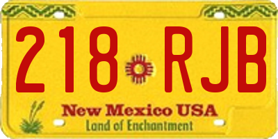 NM license plate 218RJB