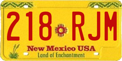 NM license plate 218RJM