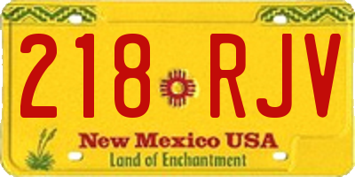 NM license plate 218RJV