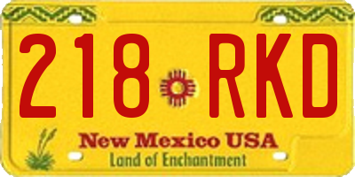 NM license plate 218RKD