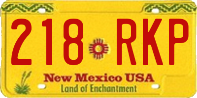 NM license plate 218RKP